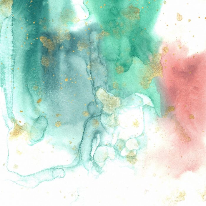 Coral Teal Green Abstract Watercolor